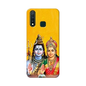 PRINTFIDAA Lord Shiva Parvati Yellow Background Printed