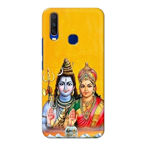 PRINTFIDAA Lord Shiva Parvati Yellow Background Printed