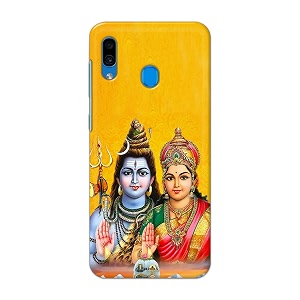 PRINTFIDAA Lord Shiva Parvati Yellow Background Printed