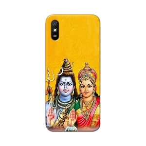 PRINTFIDAA Lord Shiva Parvati Yellow Background Printed