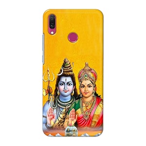 PRINTFIDAA Lord Shiva Parvati Yellow Background Printed