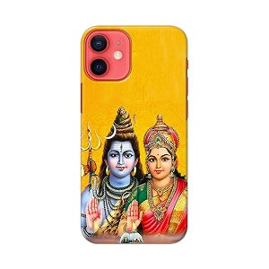 PRINTFIDAA Lord Shiva Parvati Yellow Background Printed