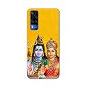 PRINTFIDAA Lord Shiva Parvati Yellow Background Printed