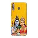 PRINTFIDAA Lord Shiva Parvati Yellow Background Printed