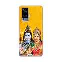 PRINTFIDAA Lord Shiva Parvati Yellow Background Printed