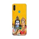PRINTFIDAA Lord Shiva Parvati Yellow Background Printed