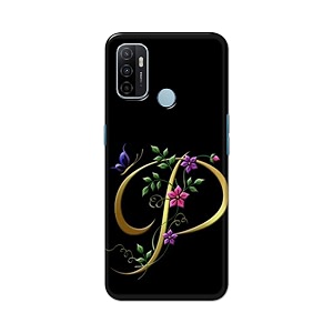 printfidaa name ii initial ii letter alphabet p in flower printed designer hard back case for oppo a53 2020  a53s 2020  oppo a32 2020  oppo a33 2020 back cover -h8 vkm2022
