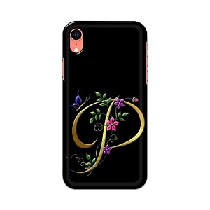 printfidaa name ii initial ii letter alphabet p in flower printed designer hard back case for apple iphone xr 6134 a2105 a1984 a2107 a2108 back cover -h8 vkm2022