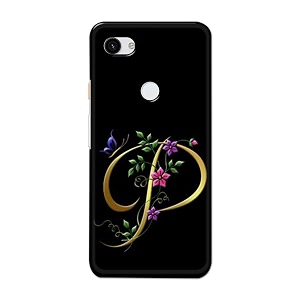 printfidaa name ii initial ii letter alphabet p in flower printed designer hard back case for google pixel 3a g020a g020e g020b back cover -h8 vkm2022