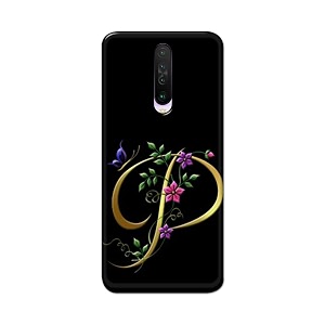 printfidaa name ii initial ii letter alphabet p in flower printed designer hard back case for poco x2  redmi k30  redmi k30 5g back cover -h8 vkm2022