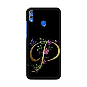 printfidaa name ii initial ii letter alphabet p in flower printed designer hard back case for honor 8x jsn-l11 jsn-l21 jsn-l22 jsn-l23 back cover -h8 vkm2022