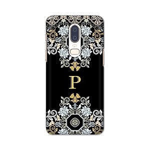 printfidaa name ii initial ii letter floral pattern alphabet p printed designer hard back case for oneplus 6 back cover -h8 vkm2026