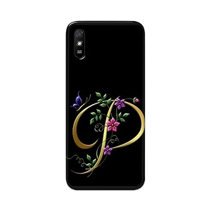 printfidaa name ii initial ii letter alphabet p in flower printed designer hard back case for redmi 9a  redmi 9i back cover -h8 vkm2022