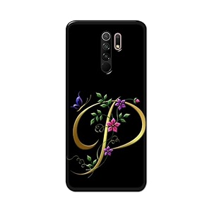 printfidaa name ii initial ii letter alphabet p in flower printed designer hard back case for redmi 9 primepoco m2  poco m2 reloaded back cover -h8 vkm2022