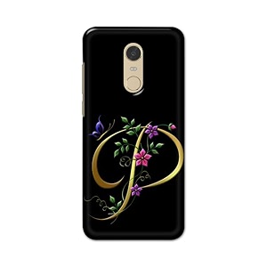 printfidaa name ii initial ii letter alphabet p in flower printed designer hard back case for redmi note 5  redmi 5 plus back cover -h8 vkm2022