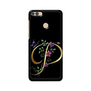 printfidaa name ii initial ii letter alphabet p in flower printed designer hard back case for huawei y9 2018 back cover -h8 vkm2022