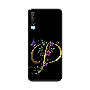 printfidaa name ii initial ii letter alphabet p in flower printed designer hard back case for huawei y9s 2019 back cover -h8 vkm2022