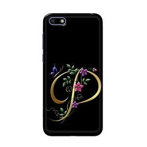 printfidaa name ii initial ii letter alphabet p in flower printed designer hard back case for huawei y5 2018  y5 prime 2018  honor 7s dra-lx2 dua-lx2 back cover -h8 vkm2022