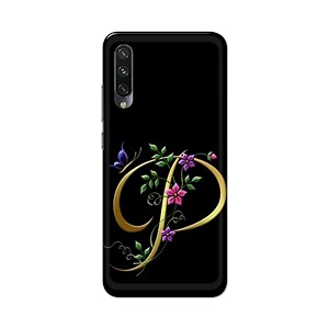 printfidaa name ii initial ii letter alphabet p in flower printed designer hard back case for mi a3  mi cc9e back cover -h8 vkm2022