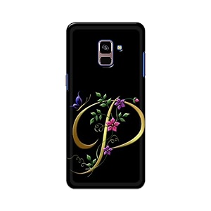 printfidaa name ii initial ii letter alphabet p in flower printed designer hard back case for samsung galaxy a8 plus 2018 a730f a730f  ds back cover -h8 vkm2022