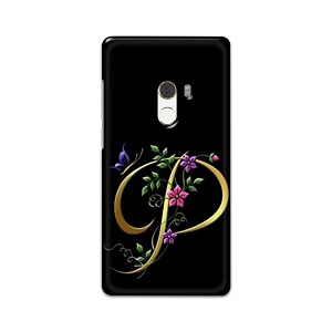 printfidaa name ii initial ii letter alphabet p in flower printed designer hard back case for mi mix 2  mi mix evo back cover -h8 vkm2022