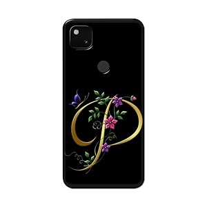 printfidaa name ii initial ii letter alphabet p in flower printed designer hard back case for google pixel 4a 4g back cover -h8 vkm2022
