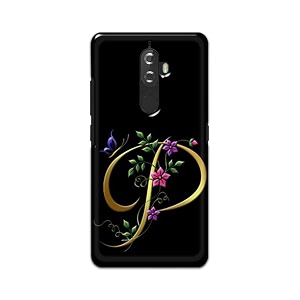printfidaa name ii initial ii letter alphabet p in flower printed designer hard back case for lenovo k8 plus 5234 back cover -h8 vkm2022
