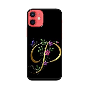 printfidaa name ii initial ii letter alphabet p in flower printed designer hard back case for apple iphone 12 mini a2399 a2176 a2398 a2400 back cover -h8 vkm2022