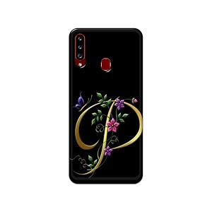 printfidaa name ii initial ii letter alphabet p in flower printed designer hard back case for samsung galaxy a20s sm-a207f  ds sm-a207m  ds sm-a2070 back cover -h8 vkm2022