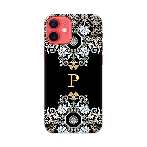 printfidaa name ii initial ii letter floral pattern alphabet p printed designer hard back case for apple iphone 12  iphone 12 pro 6134 a2403 a2172 a2402 a2407 back cover -h8 vkm2026
