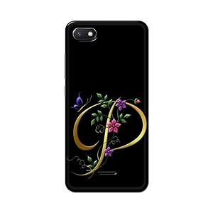 printfidaa name ii initial ii letter alphabet p in flower printed designer hard back case for redmi 6a back cover -h8 vkm2022