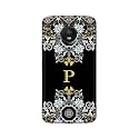 PRINTFIDAA Name II Initial II Letter Floral Pattern Alphabet P Printed Designer Hard Back Case for Motorola Moto E4 Plus, XT1770, XT1773, Moto E Plus (4th Gen.) Back Cover -(H8) VKM2026