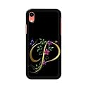 PRINTFIDAA Name II Initial II Letter Alphabet P in Flower Printed Designer Hard Back Case for Apple iPhone XR (6.1"), A2105, A1984, A2107, A2108 Back Cover -(H8) VKM2022