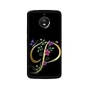 PRINTFIDAA Name II Initial II Letter Alphabet P in Flower Printed Designer Hard Back Case for Motorola Moto E4 Plus, XT1770, XT1773, Motorola Moto E Plus (4th Gen.) Back Cover -(H8) VKM2022