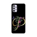 PRINTFIDAA Name II Initial II Letter Alphabet P in Flower Printed Designer Hard Back Case for Samsung Galaxy M32 5G / A32 5G Back Cover -(H8) VKM2022