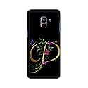 PRINTFIDAA Name II Initial II Letter Alphabet P in Flower Printed Designer Hard Back Case for Samsung Galaxy A8 Plus (2018), A730F, A730F / DS Back Cover -(H8) VKM2022