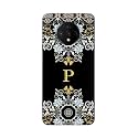 PRINTFIDAA Name II Initial II Letter Floral Pattern Alphabet P Printed Designer Hard Back Case for OnePlus 7T Back Cover -(H8) VKM2026