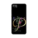 PRINTFIDAA Name II Initial II Letter Alphabet P in Flower Printed Designer Hard Back Case for Redmi 6A Back Cover -(H8) VKM2022