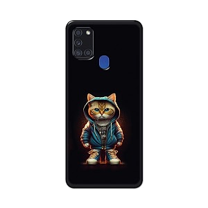 printfidaa printed hard back cover case for samsung galaxy a21s back cover hipster cat -112
