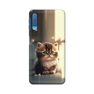 printfidaa printed hard back cover case for samsung galaxy a7 2018 back cover cute cat -112