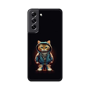 printfidaa printed hard back cover case for samsung galaxy s21 fe 5g back cover hipster cat -112