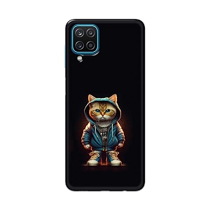 printfidaa printed hard back cover case for samsung galaxy a12  m12  f12 back cover hipster cat -112