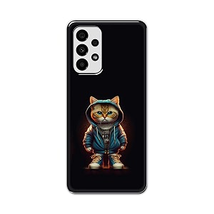 printfidaa printed hard back cover case for samsung galaxy a73 5g back cover hipster cat -112
