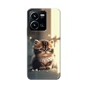 PRINTFIDAA® Printed Hard Back Cover Case for Vivo Y35 4G | Vivo Y22 Back Cover (Cute Cat) -112
