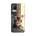 PRINTFIDAA® Printed Hard Back Cover Case for Vivo V21 5G Back Cover (Cute Cat) -112