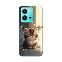 PRINTFIDAA® Printed Hard Back Cover Case for Vivo V25 Back Cover (Cute Cat) -112
