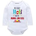 Printmate Cotton My First Holi Dress White