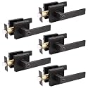 Priobrico Brushed Bronze Interior Door Handle Lock Privacy Door Levers for Bedroom Modern Bathroom Door Knobs