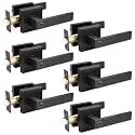 Priobrico Oil Rubbed Bronze Interior Door Handle with Lock Privacy Door Levers for Bedroom Modern Bathroom Door Knobs