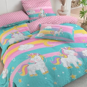 priscilla 200 gsm 400 tc kids glace cotton reversible cartoon printed double bed king size comforter with matching bedsheet 90  100 with 2 pillow covers set of 4 pieces design 11